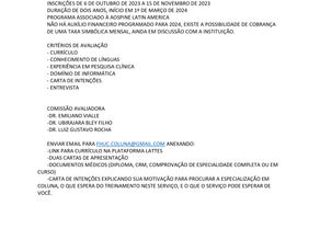 Edital de divulgação de estágio - Hospital Cajuru