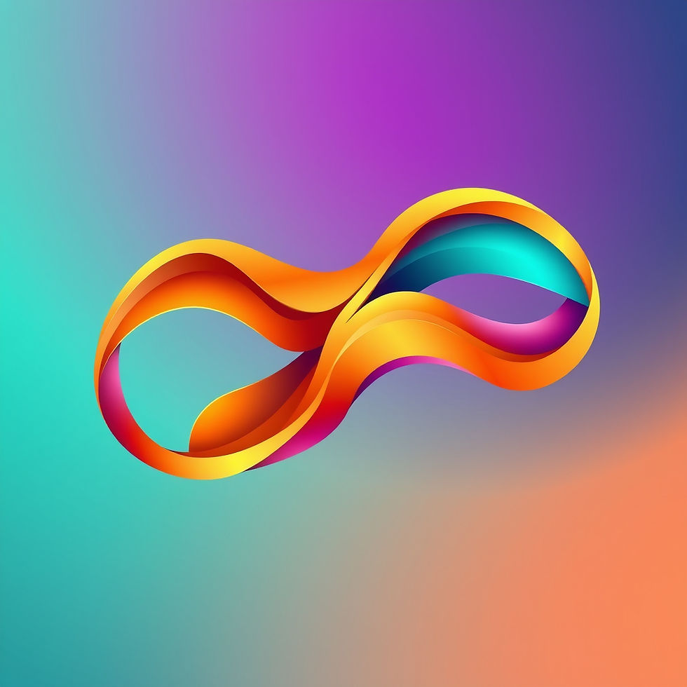 Abstract illustration of intertwining ribbons representing connection and humanity for Deaf and disabled communities