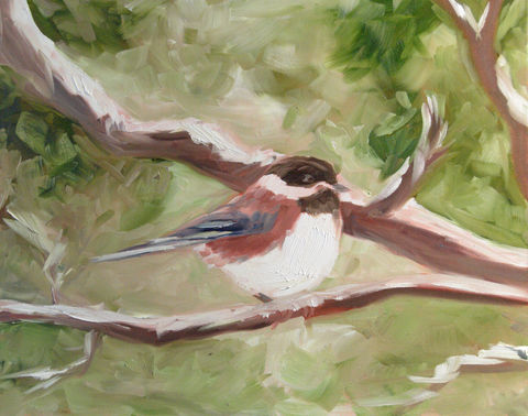 Branch Bird Oil Painting