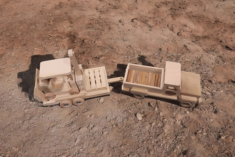 Thumbnail: Wooden Truck, Flatbed Trailer and Forklift