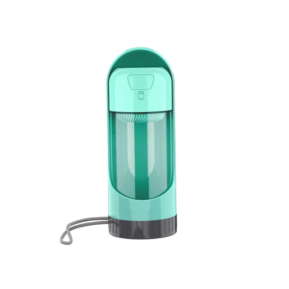 Portable dog water bottle with attached drinking bowl