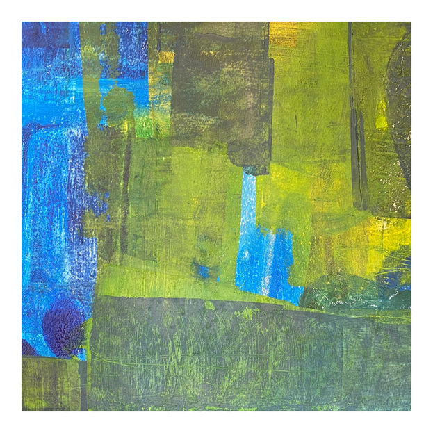Modern abstract expressionist colourful acrylic and mixed media painting by contemporary artist Nicole Rowntree. Coast 2.