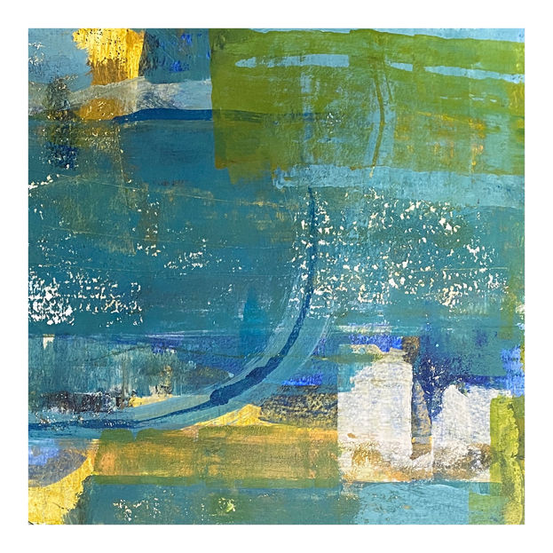 Modern abstract expressionist colourful acrylic and mixed media painting by contemporary artist Nicole Rowntree. Coast 3.