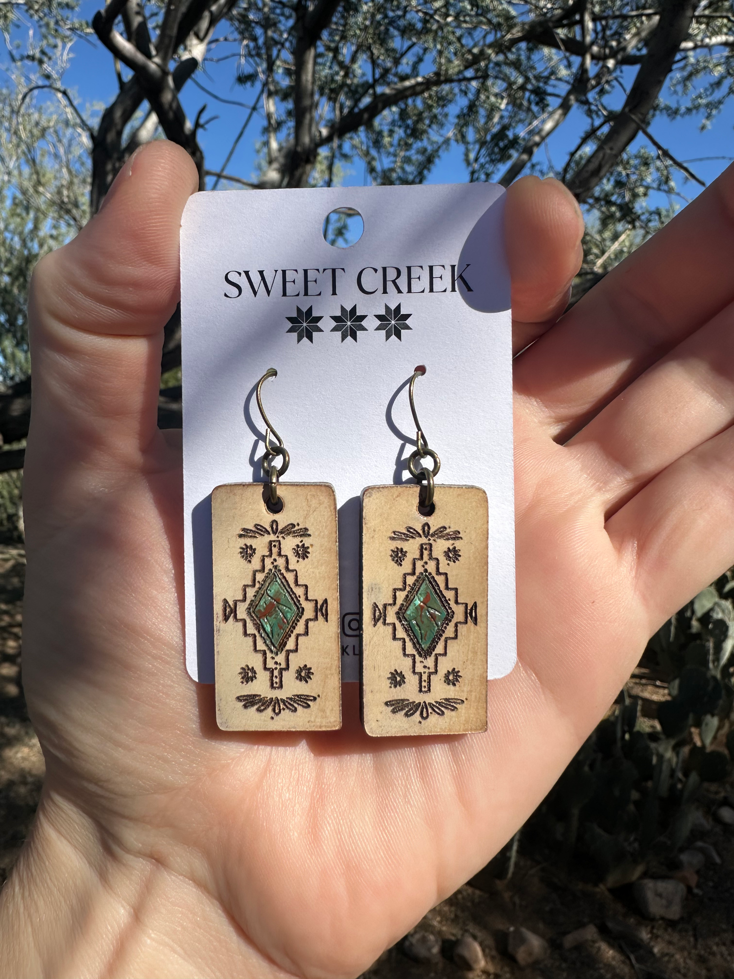 Desert Turquoise Statement Leather Earrings