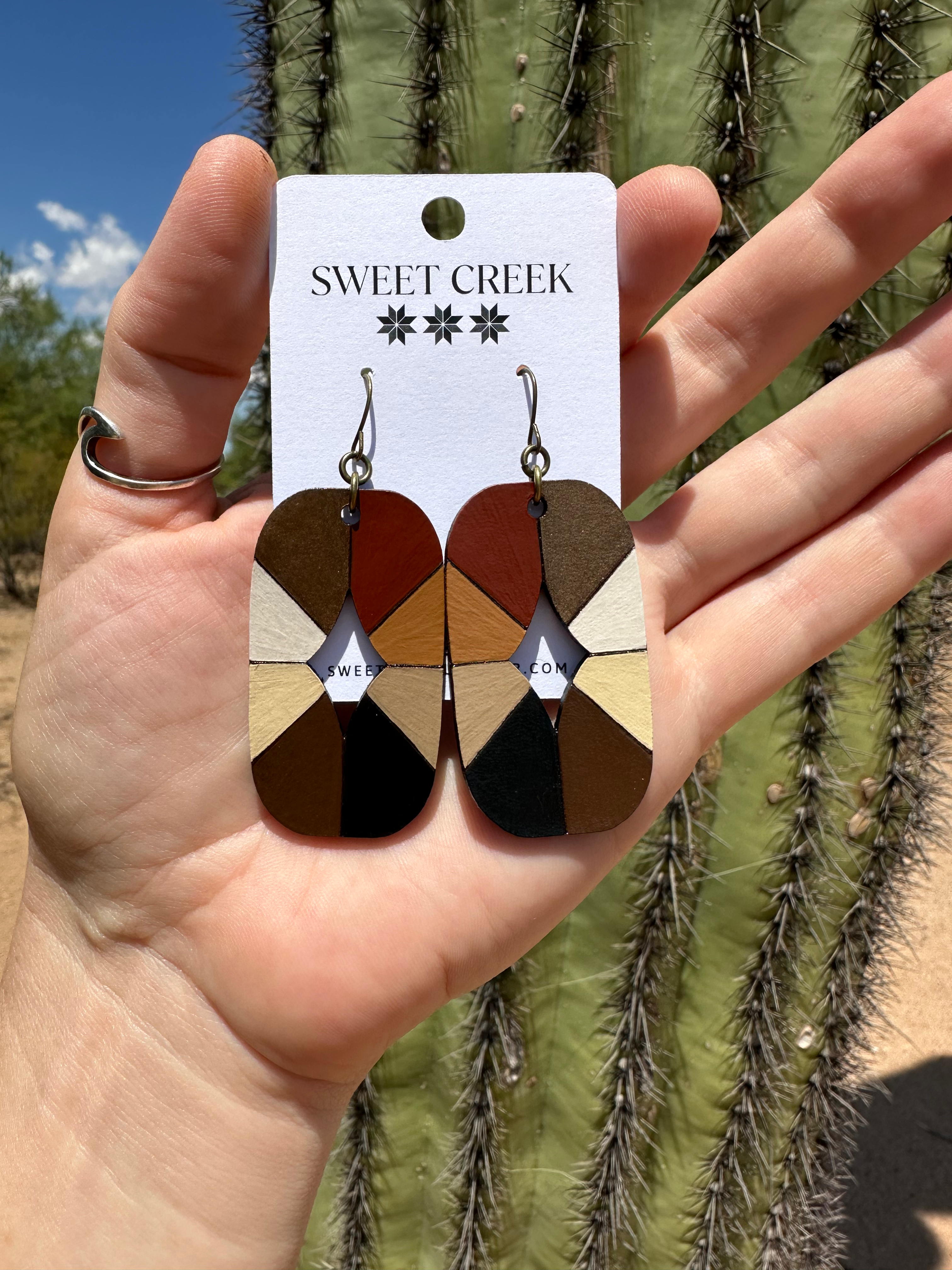 MADE-TO-ORDER Handmade Medium Medallion Leather Earrings - Multi-Neutral