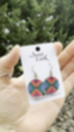 Thumbnail: Morning Mesa Leather Earrings I Bright Colorful Geometric Mini Earrings