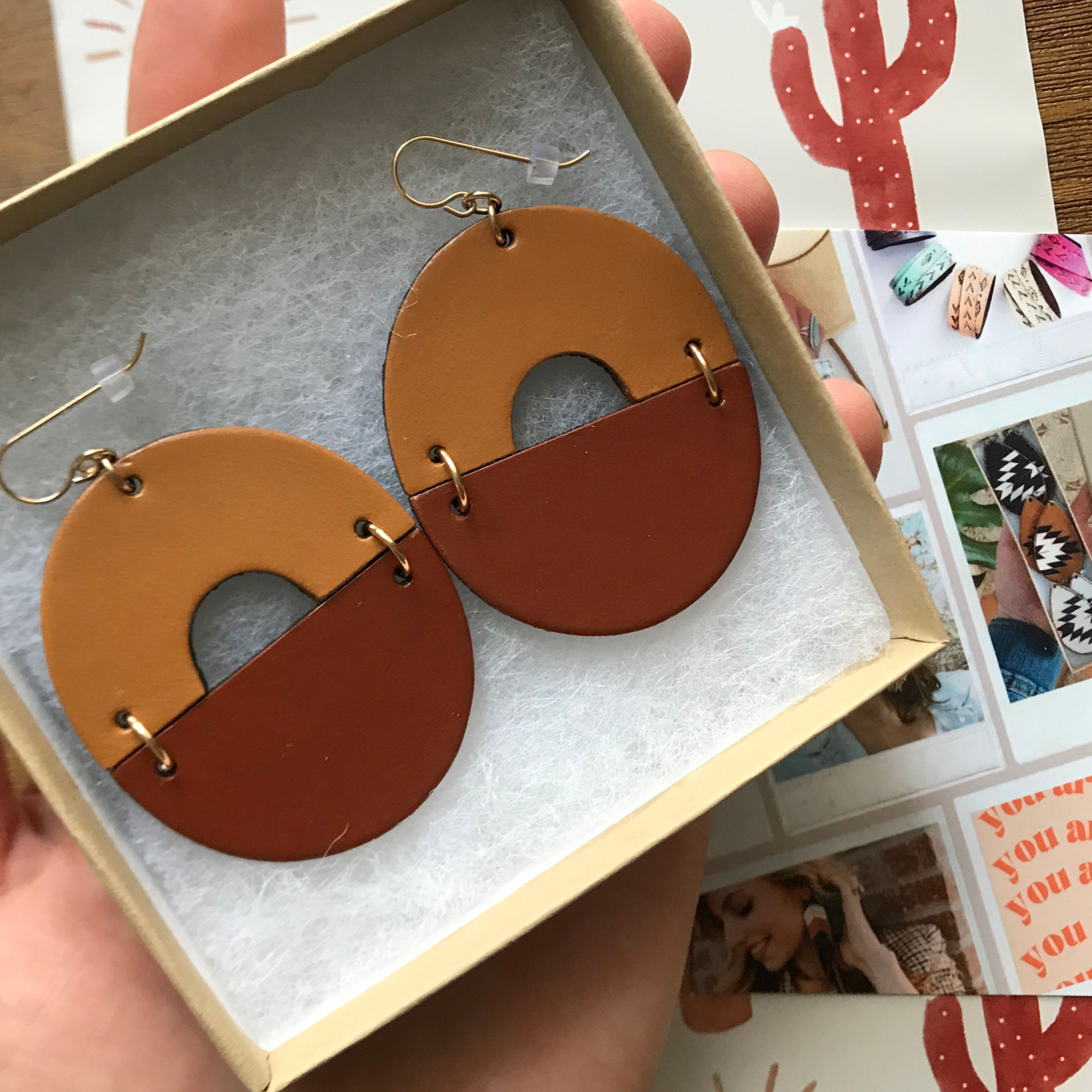MADE-TO-ORDER Modern Oval Leather Earrings