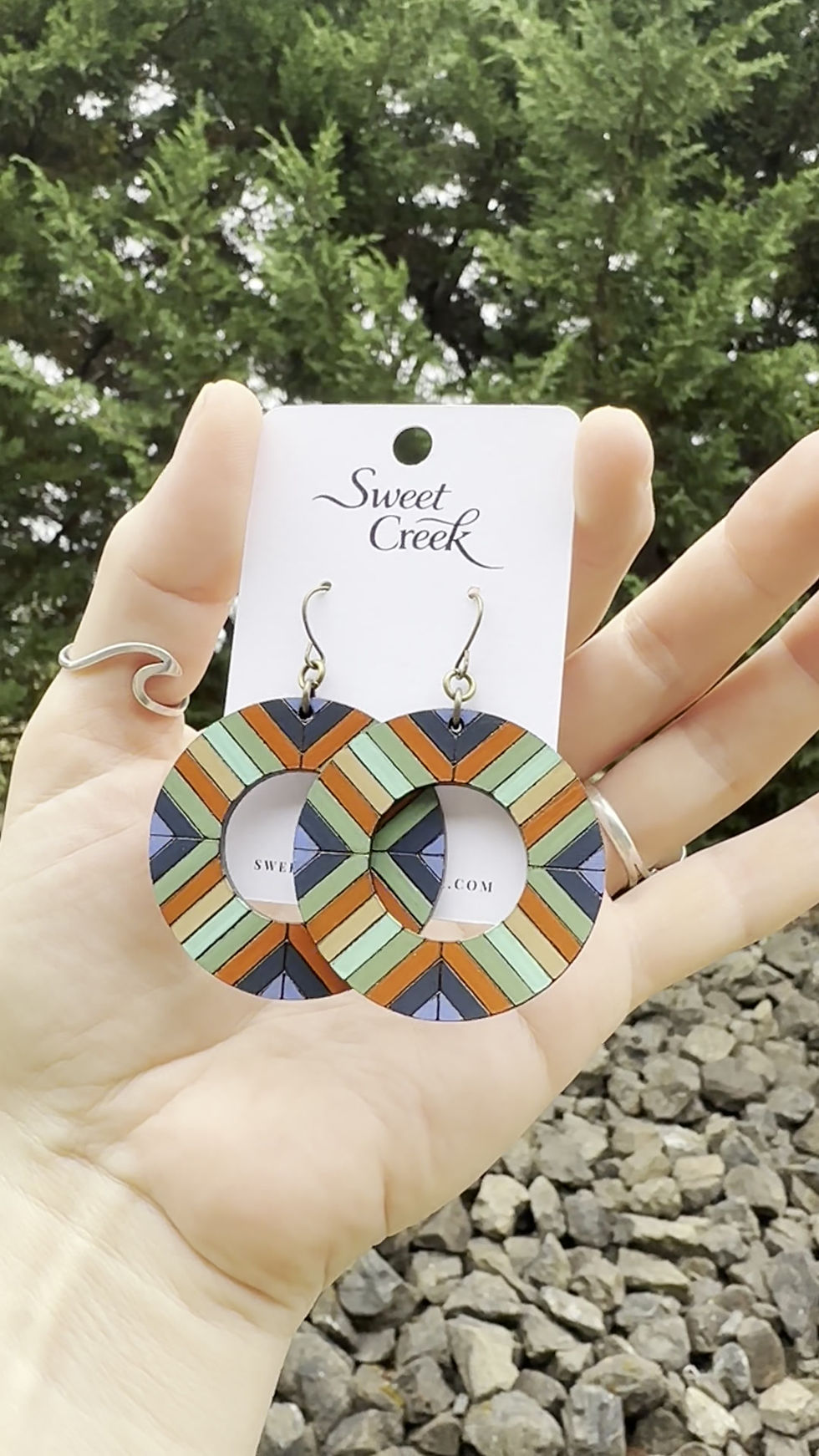 Thumbnail: Desert Ember Leather Hoop Earrings I Earth Tone Geometric Earrings