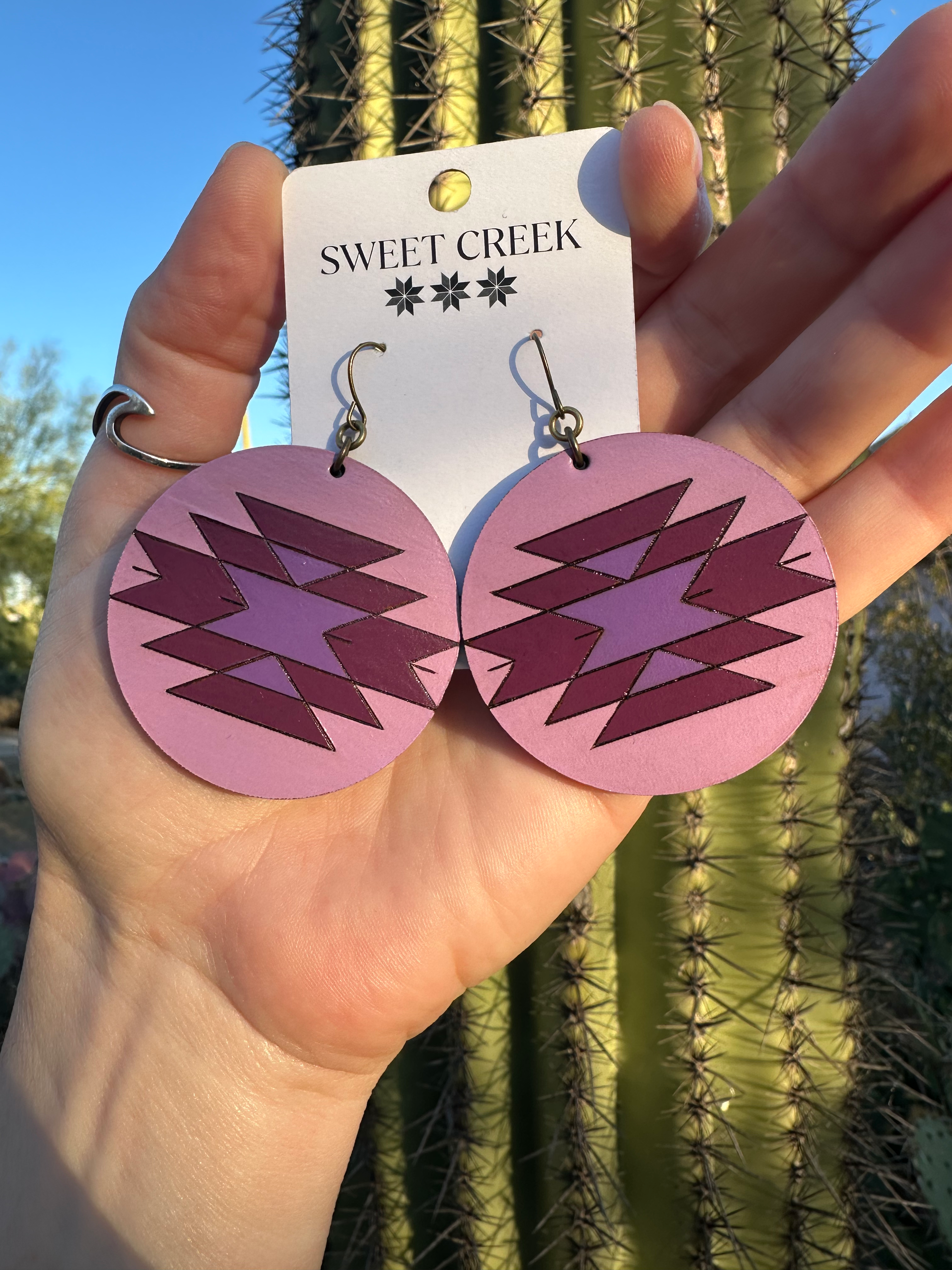 Drum Sound Leather Earrings I Handcrafted Geometric Statement Earrings