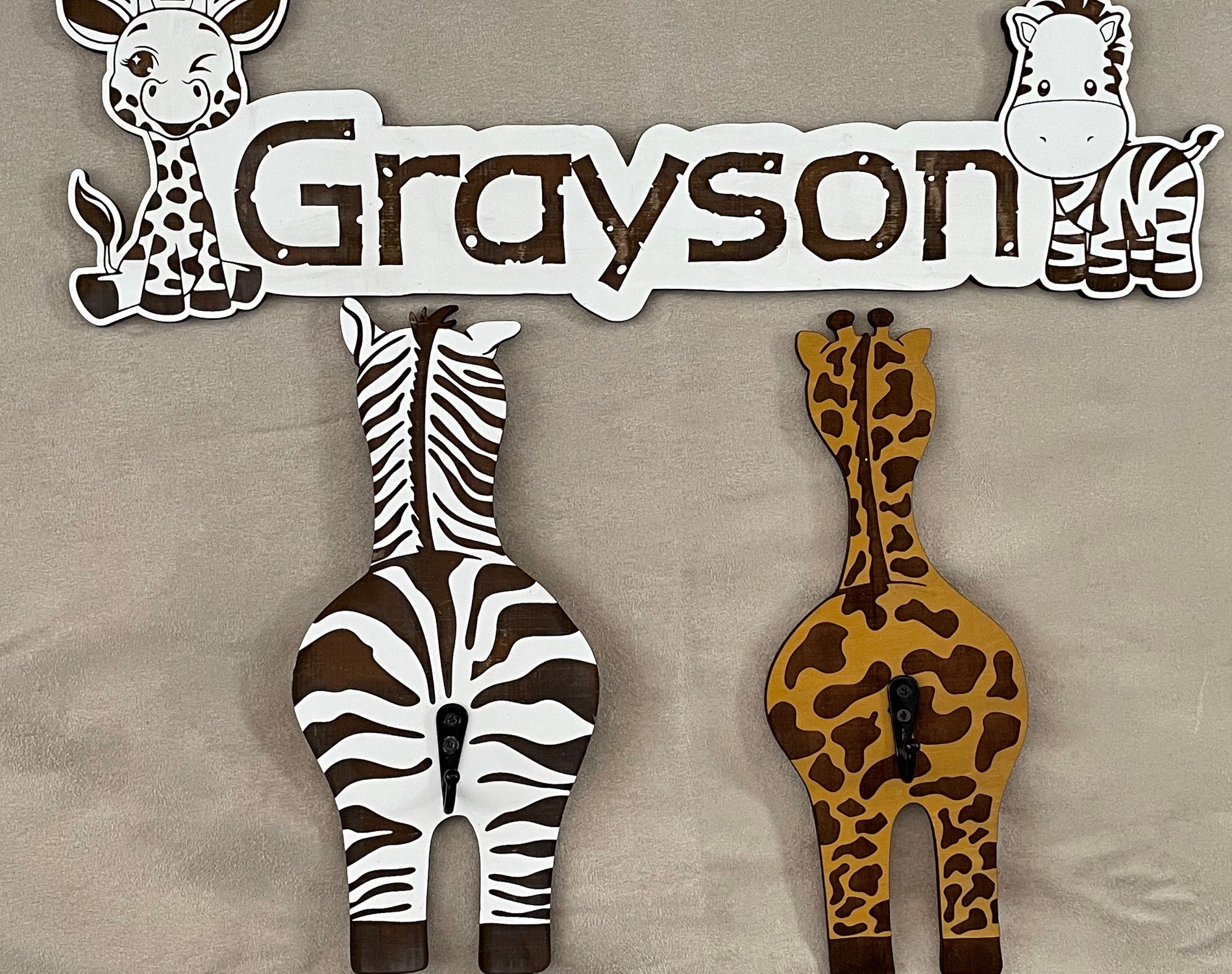 Nursery/baby name signs with additional hooks