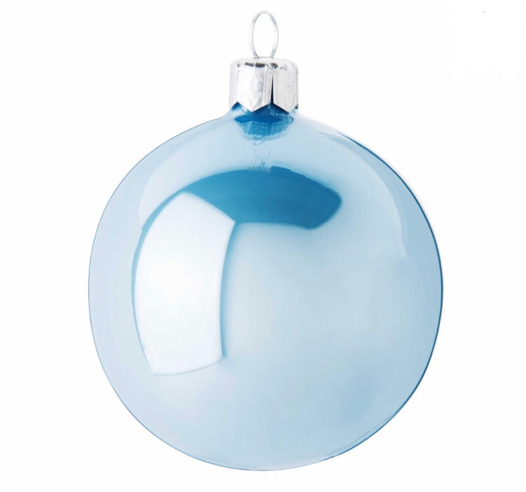 Boule de Noël personnalisée verre Bleu Glacier 7 cm