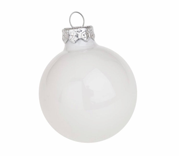Boule de Noël personnalisée verre Blanc Opaline 6 cm