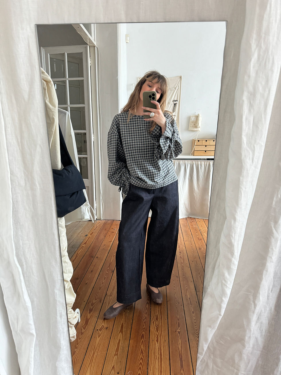 Miniature : Check Puffy blouse 