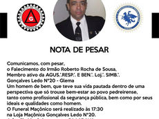 NOTA DE PESAR | Partida para Oriente Eterno do Ir.'. Roberto Rocha de Sousa, da GLEMA