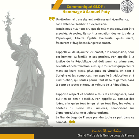 Message du Grand Maître de la Grande Loge de France