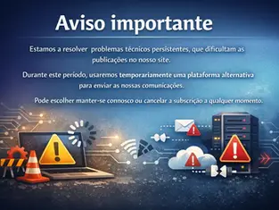 Aviso do My Fraternity sobre intervenção técnica na plataforma Wix e envio temporário de comunicações por alternativa segura.