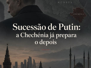 Capa do Atlantic Lisbon sobre a sucessão de Putin, com representação da Rússia e da Chechénia.