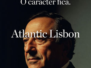 Capa do Atlantic Lisbon com o título “A inteligência impressiona. O carácter fica.” e um retrato em close-up de um homem maduro em fundo escuro.