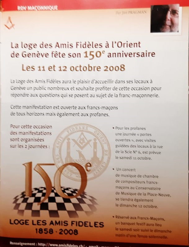 Franc-Maçonnerie - La loge des «AMIS FIDÈLES» à l'Orient de Genève fête son 162e | 1858-2020