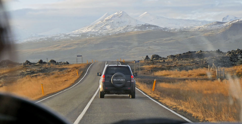 SUV on an Icelandic road on the Snæfellsnes Peninsula