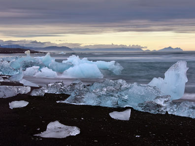 Polar beach at Jökulsárlón glacier lagoon in southern Iceland
