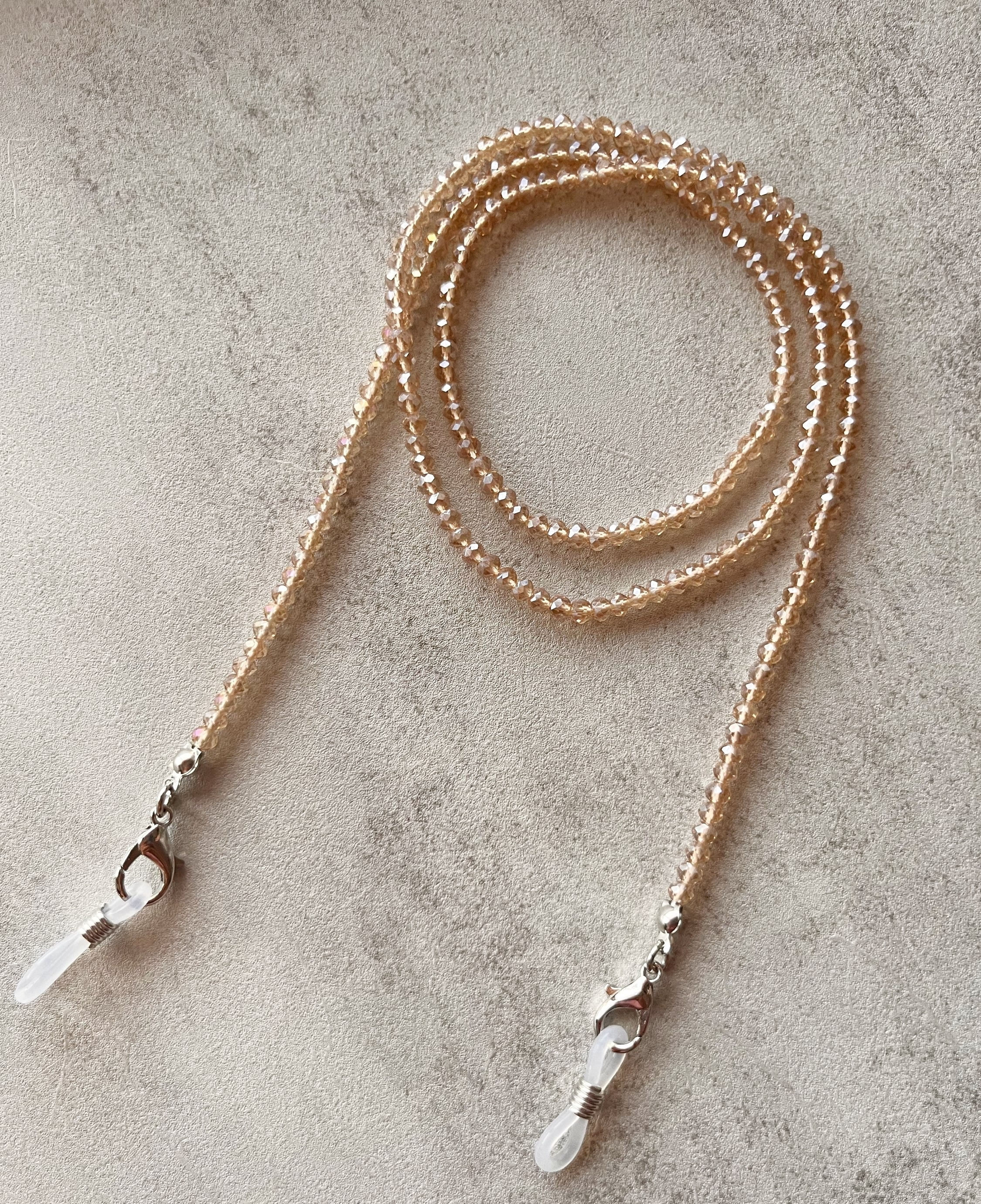 Summer BOHO Crystal Beaded Eye Glasses Sunglasses Chain Lanyard - Lightbeige