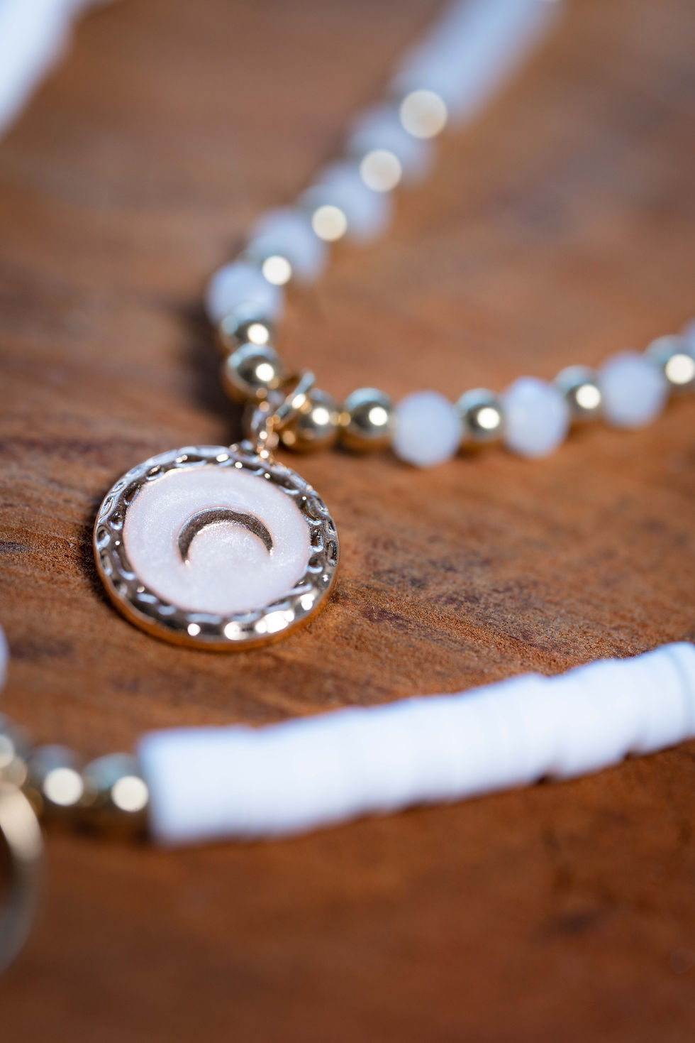 Thumbnail: White BOHO Double Triple Multi Layer Strand Flower Beaded Layer Necklace