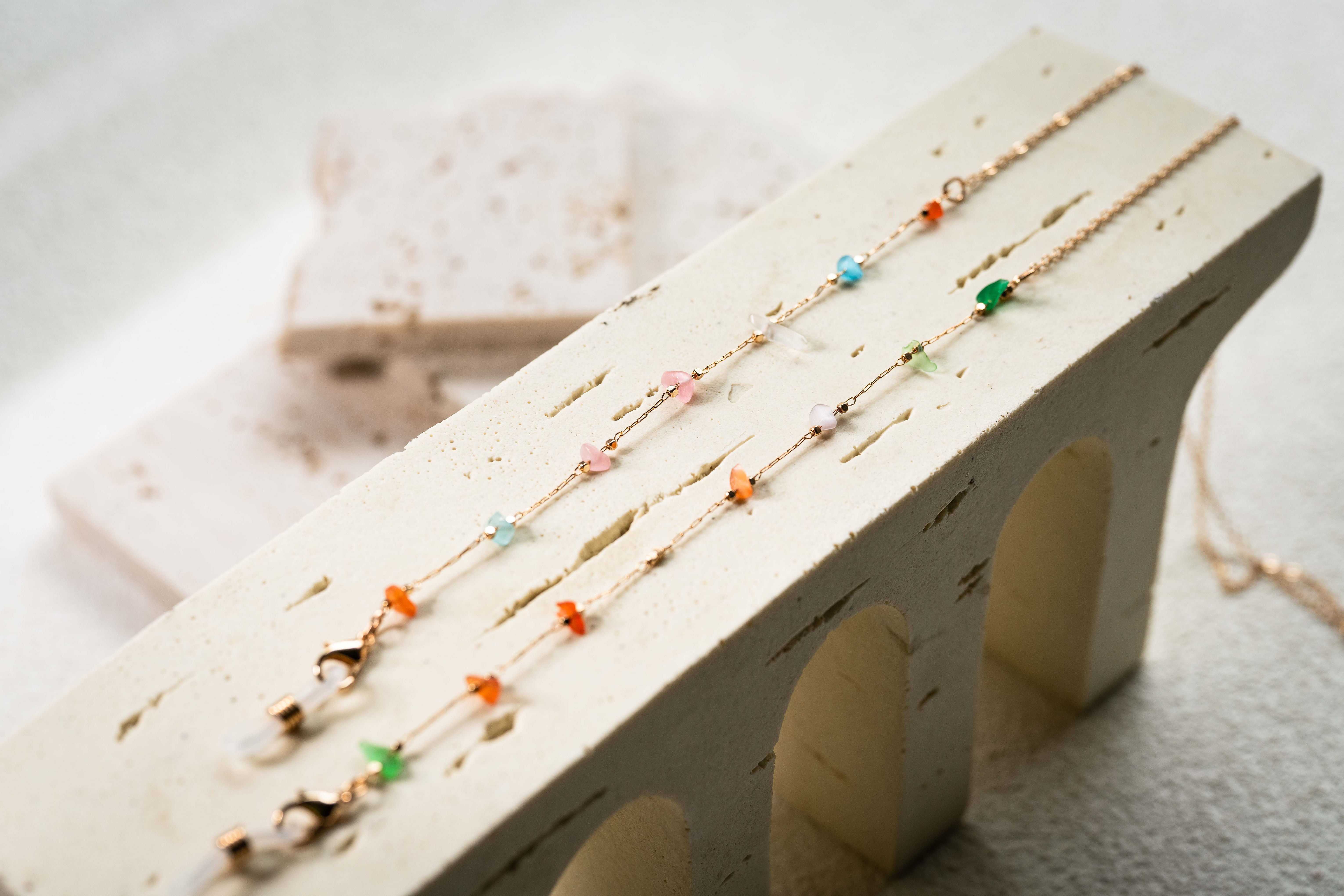 Mixed Rainbow Colour Crystal Gemstone Eye Sun Glasses Chain Lanyard