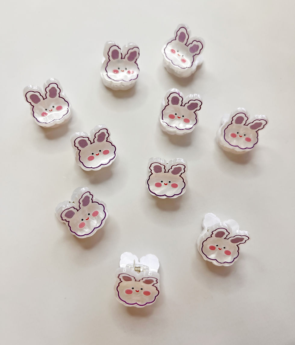 Y2K Kawaii Girls Teen Summer Mini Bunny Rabbit Acrylic Hair Claws - 2 pcs Set