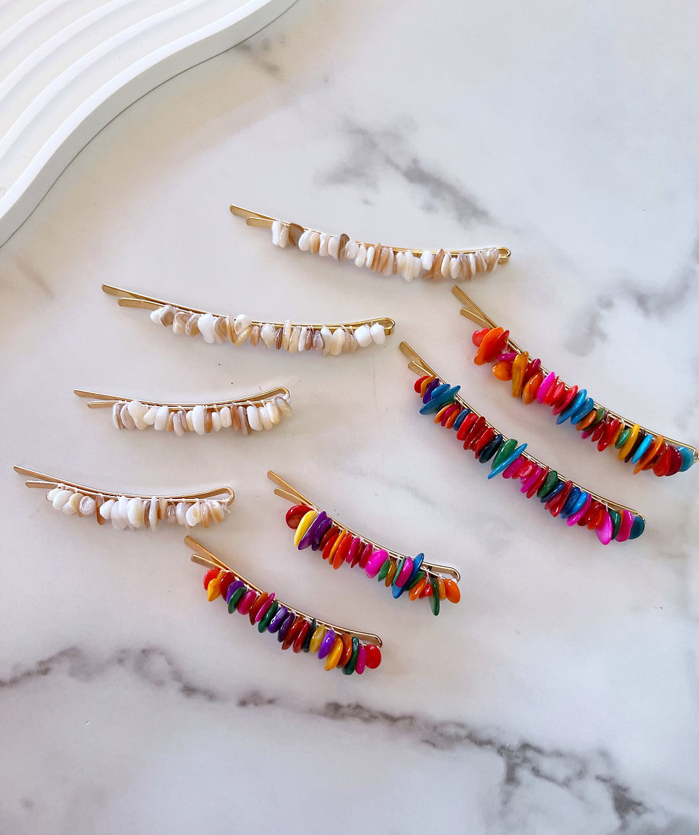 Thumbnail: Colourful Rainbow Gemstone Chips Beaded Hair Accessory Pins