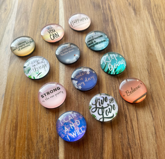 Thumbnail: Motivational Positive Quotes Words Glass Refrigerator Magnets