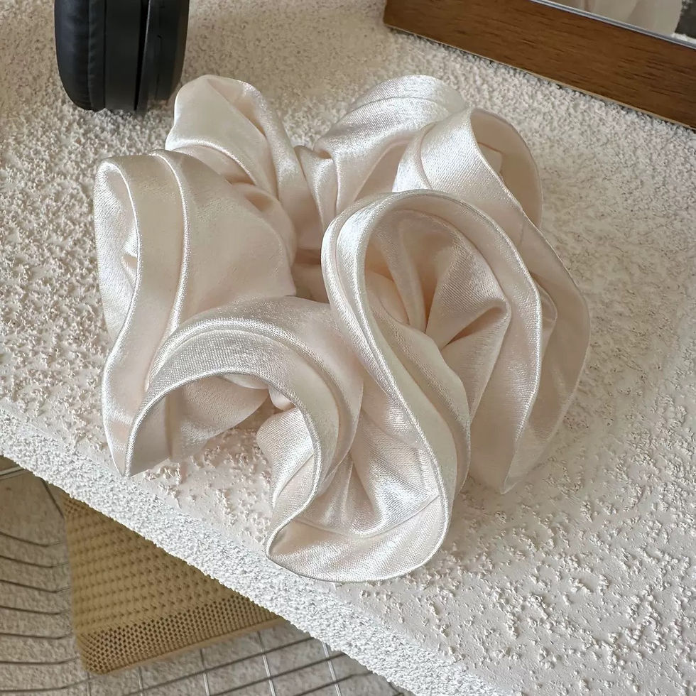 Thumbnail: Thick Satin Silky Elegant Bridal Ribbon Women Hair Scrunchies Hair Tie