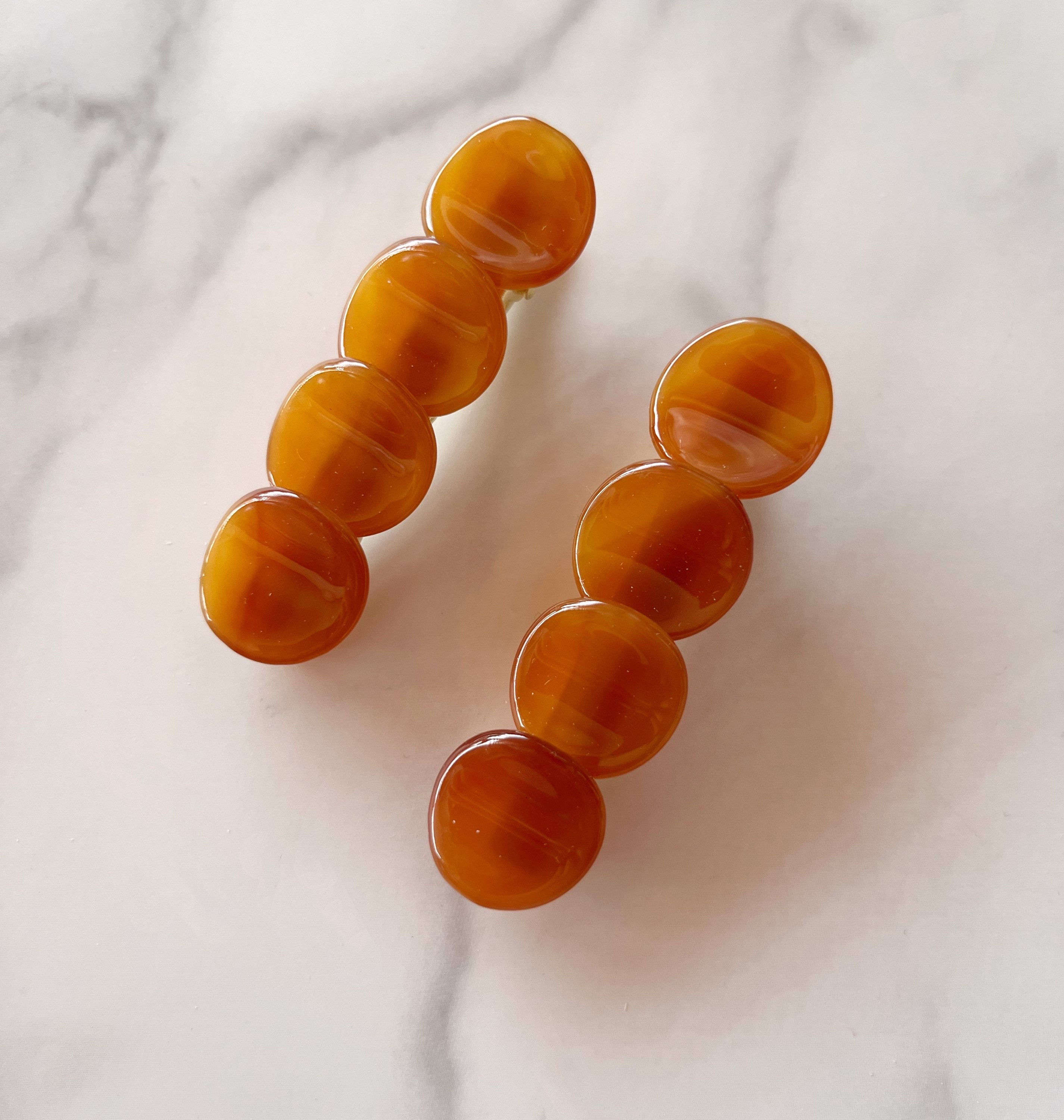 Caramel Marble Acetate Geometric Hair Clips 2pcs Set