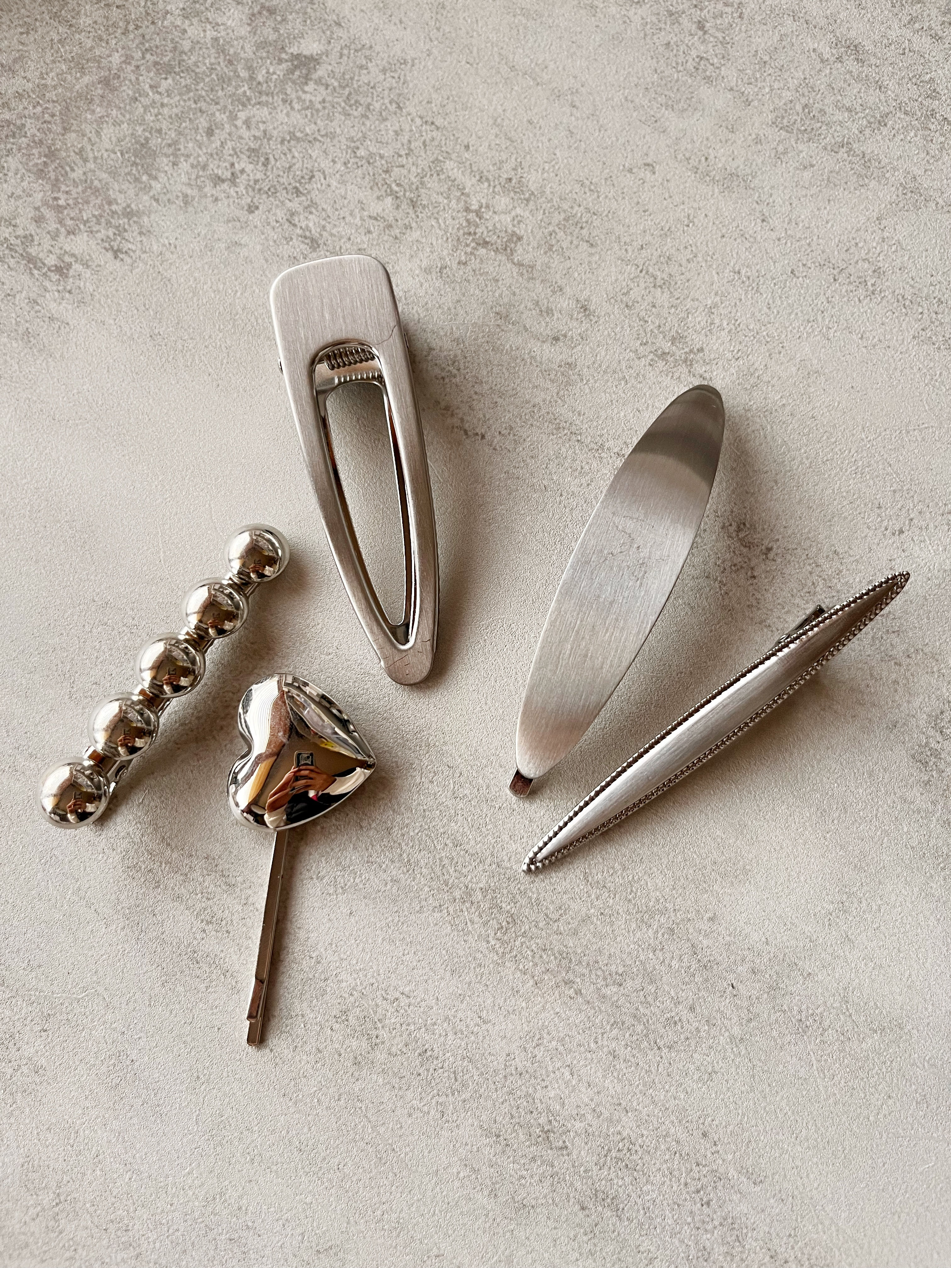 Silver Geometric Matte Gloss Metal Hair Bobby Pin Barrette Slide Clips