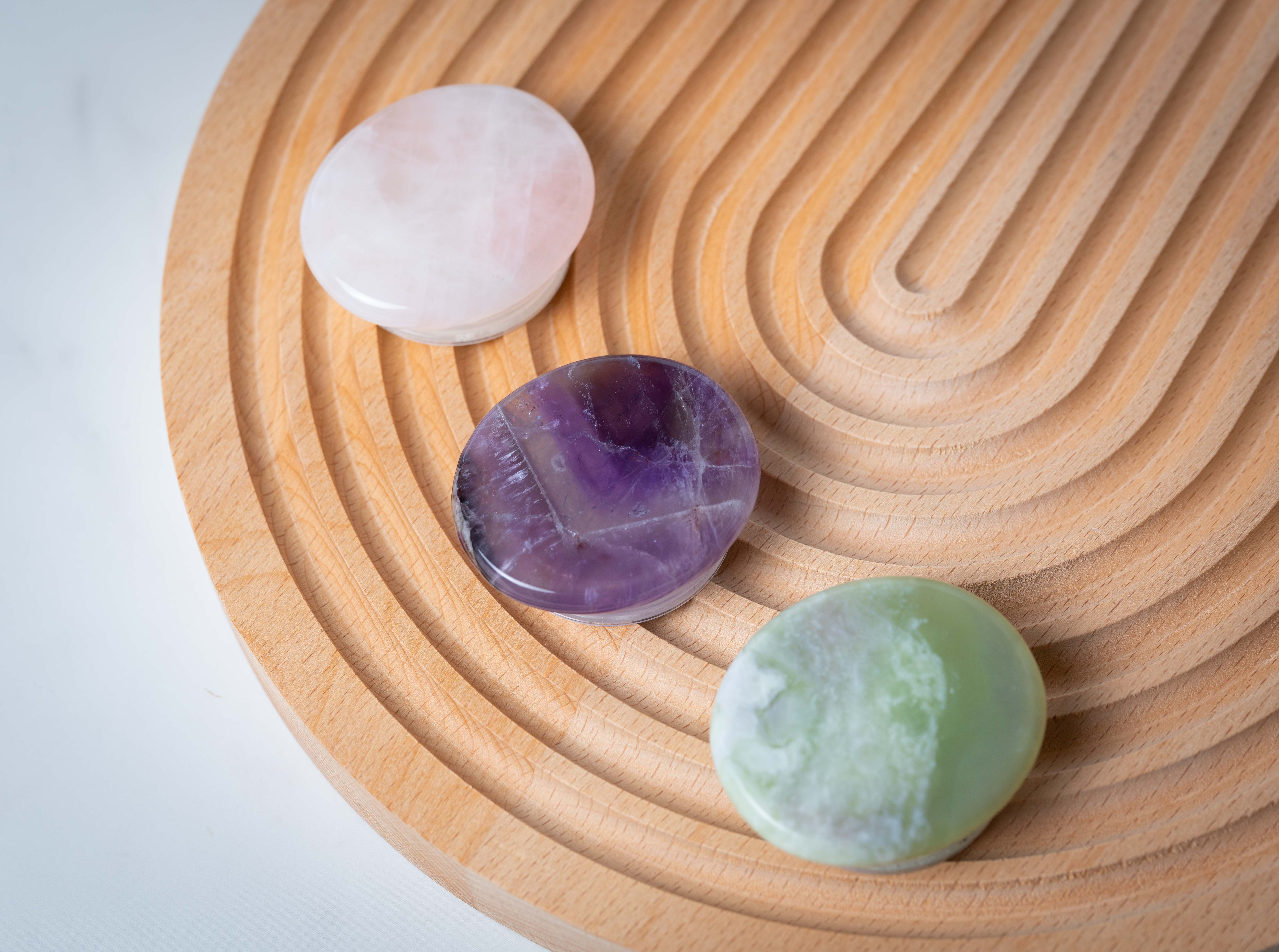 Oval Amethyst Jade Rose Quartz Gemstone Piece Phone Holder Decor Attachment