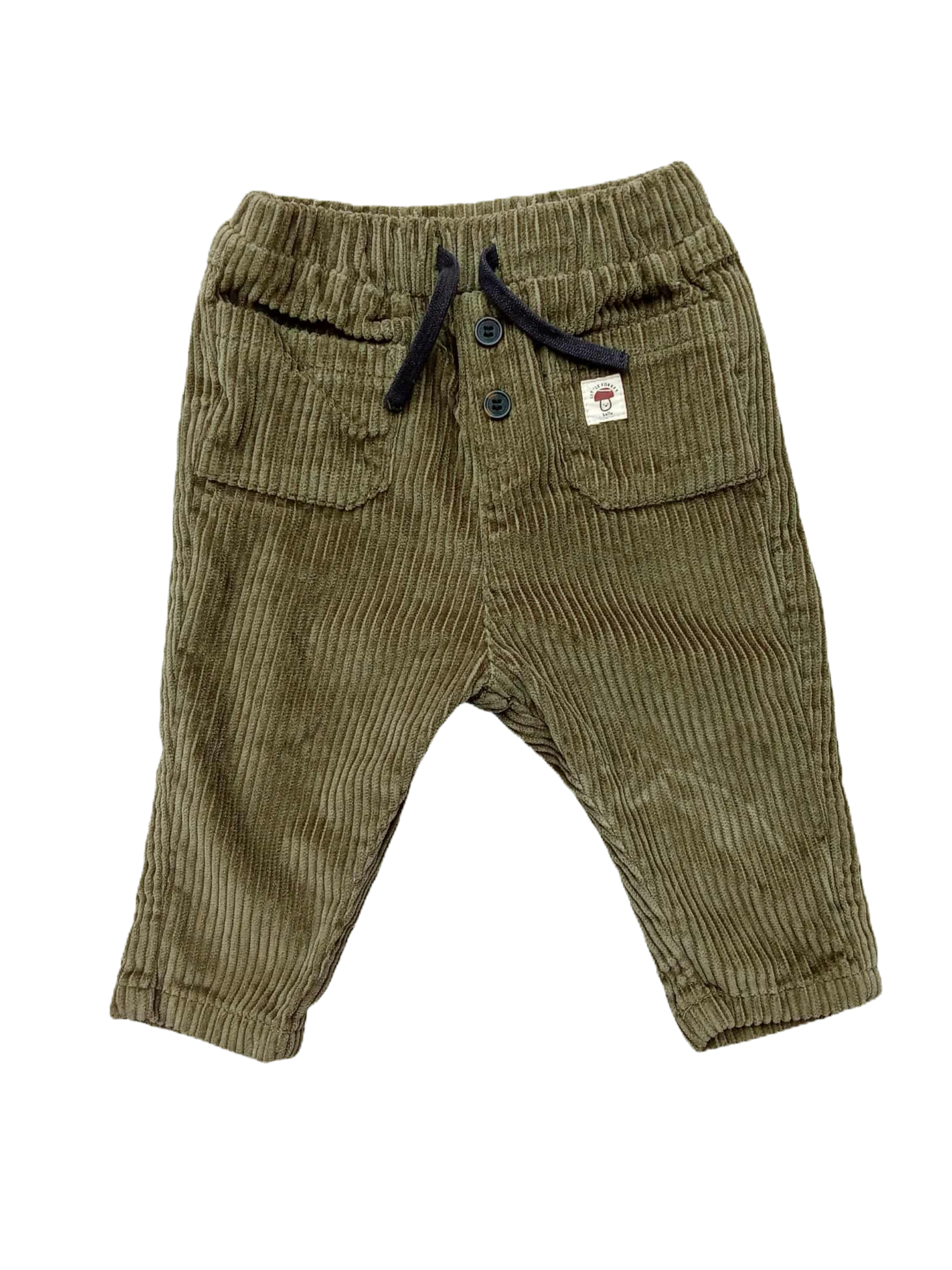 Pantalon bébé en velours côtelé kaki – d’occasion - 12 mois