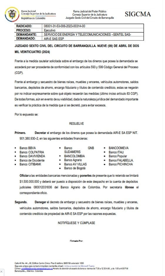Air-e enfrenta crisis financiera: embargan cuentas por deuda de $1.500 millones 1 6af18d db4ca1f70d594ba19e8171cab84a261b~mv2