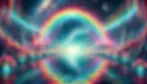 DALL·E 2025-03-17 15.41.13 - A surreal and psychedelic landscape featuring a glowing rainb
