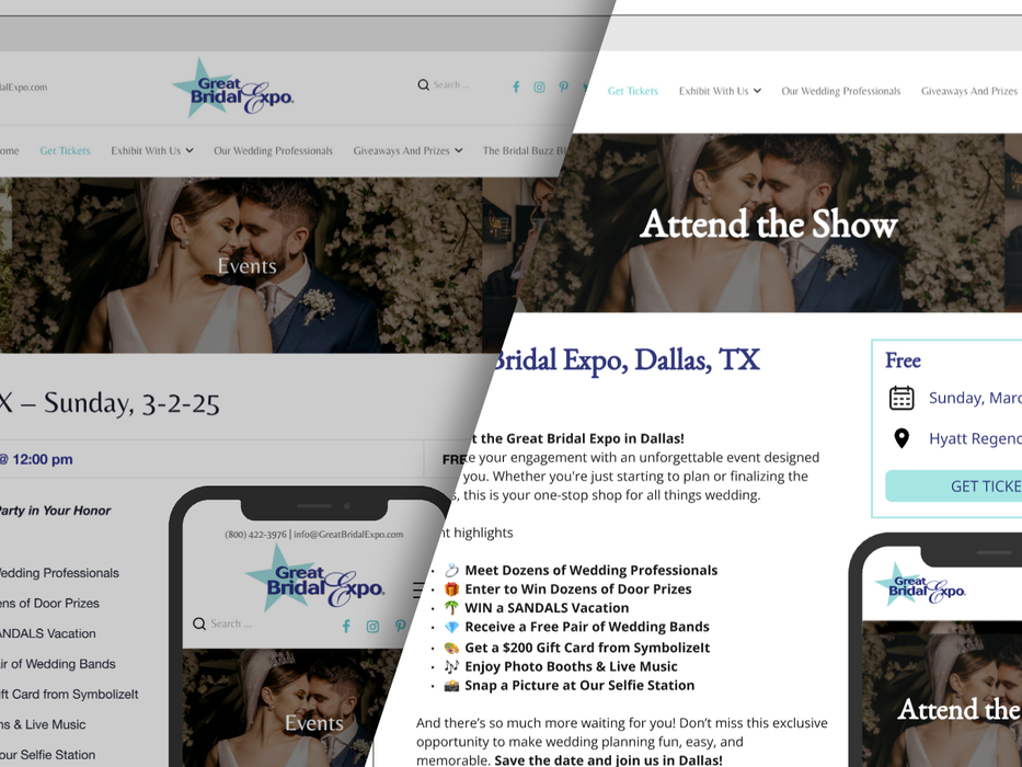 Screenshot of a website mockup before and after comparison.