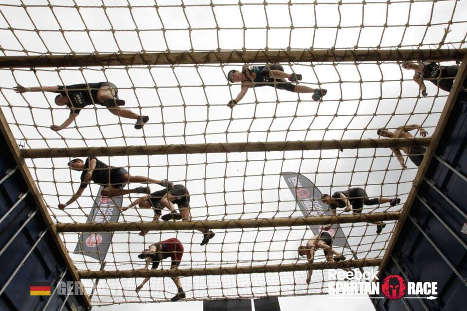 Competitors in an obstacle course.