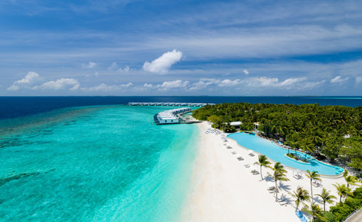Aerial view of Amilla Maldives resort