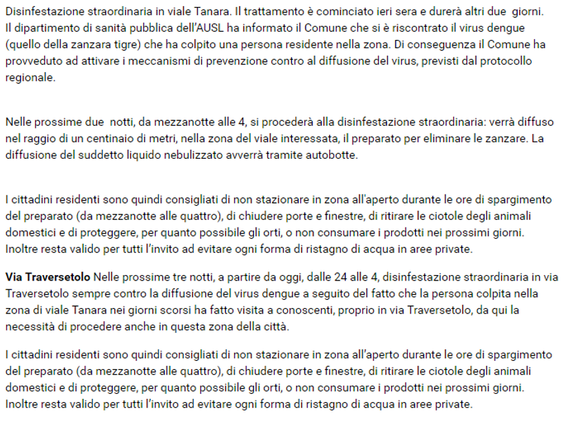Malattia a Parma - zika a parma - dengue a parma - virus nile a parma