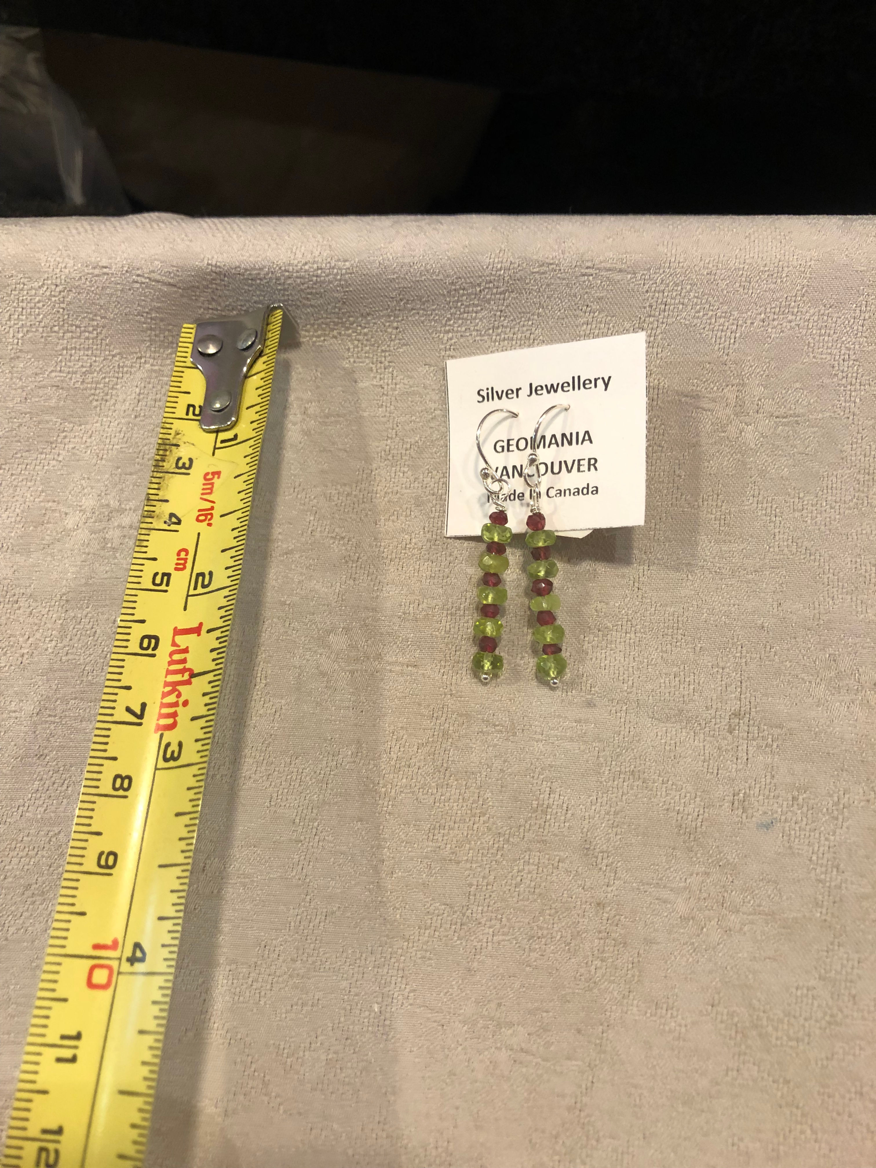 peridot+garnet earrings set with sterling silver