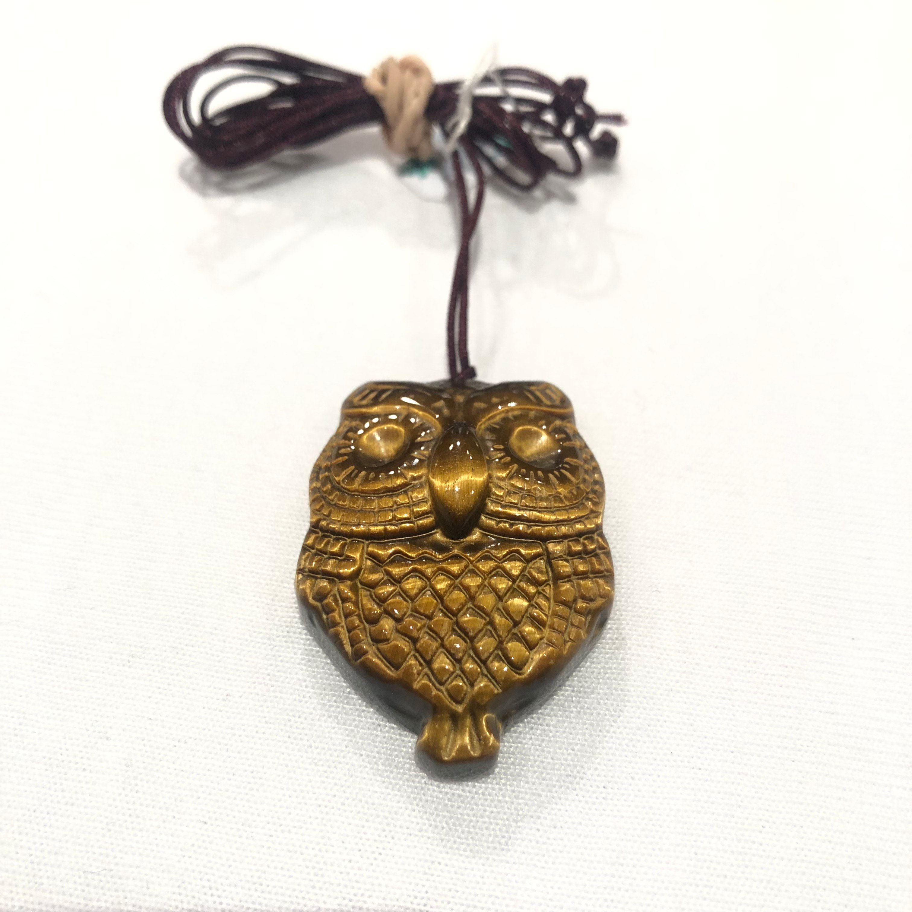 Golden tiger eye owl pendant