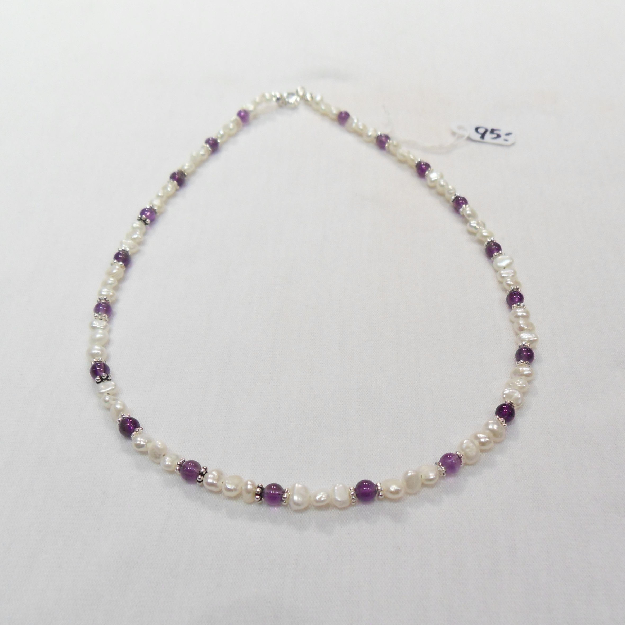 Pearl and Amethyst Necklace with silver