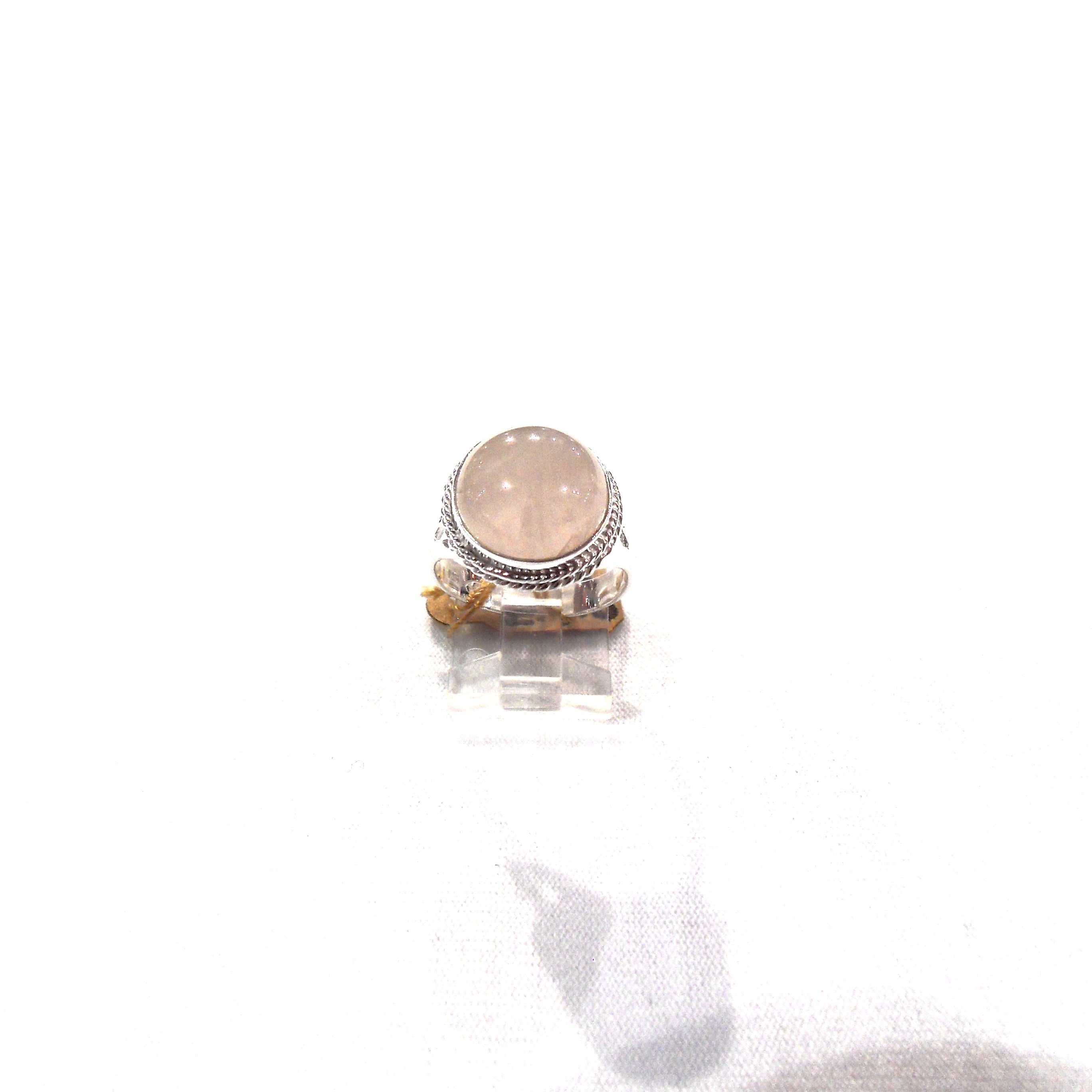 Rose Quartz Vintage Crystal Silver rings