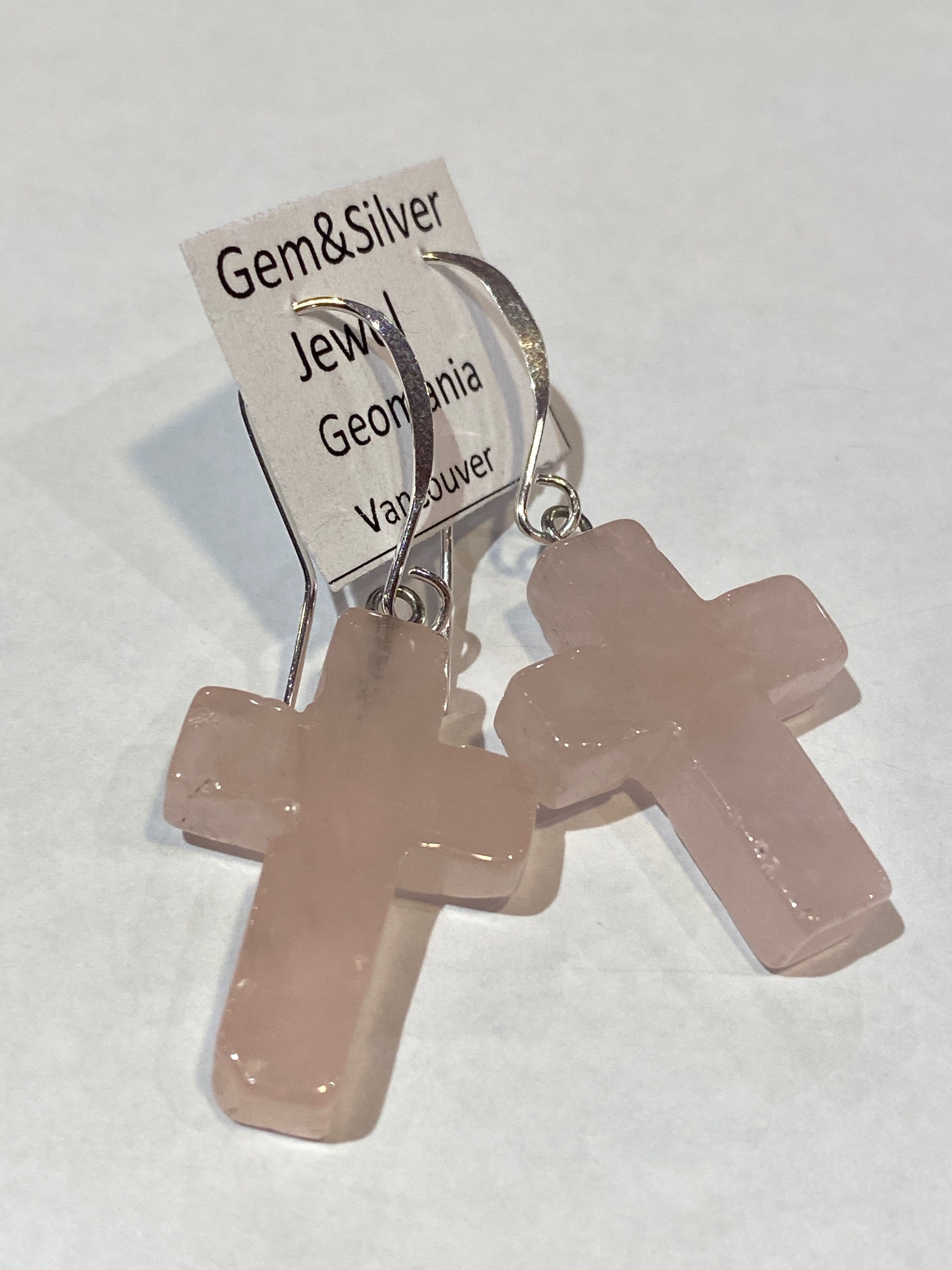 Rose Quartz Cross earrings