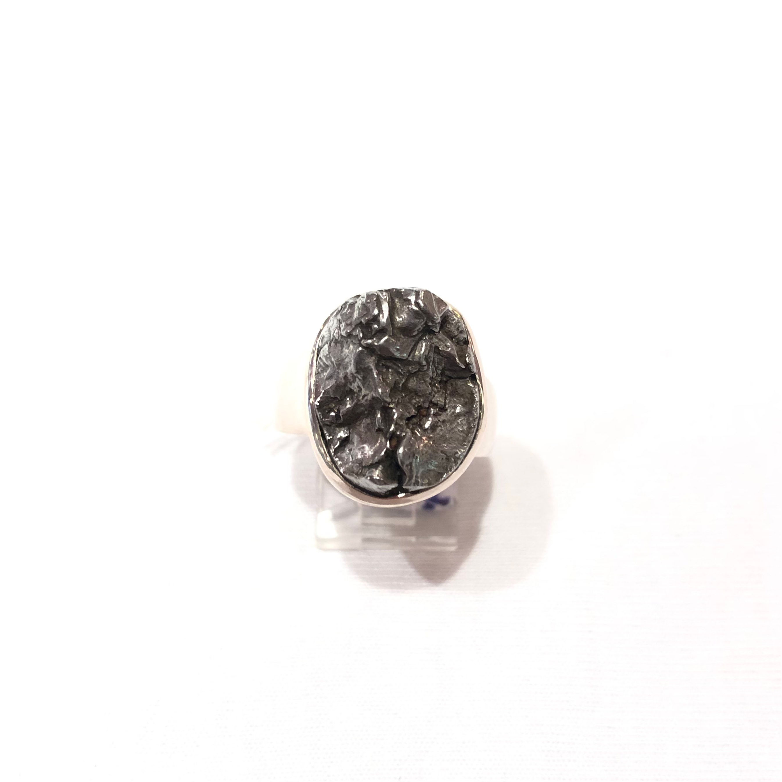 Meteorite silver ring-2