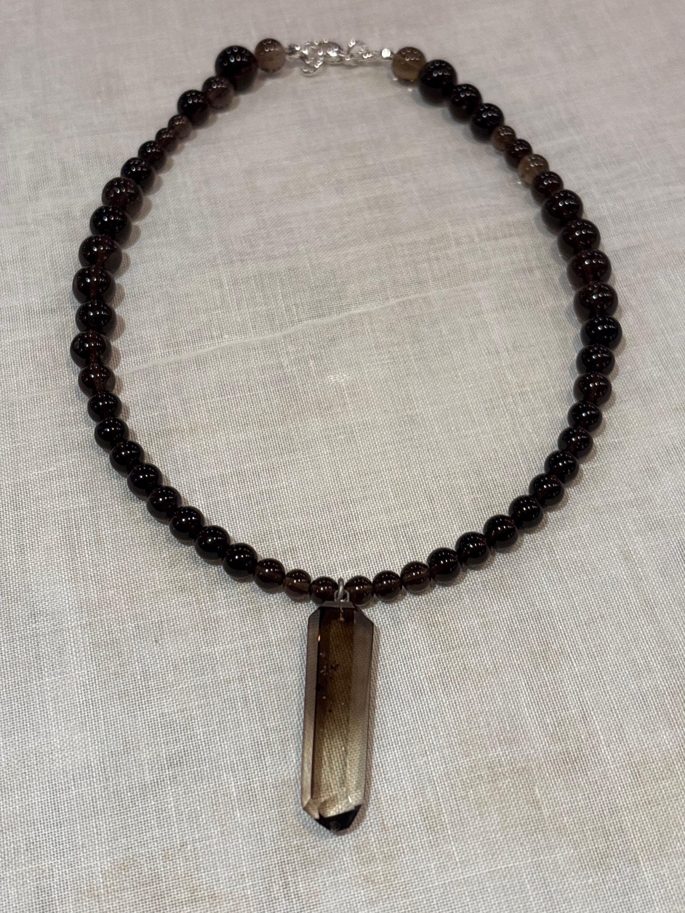 Smoky Quartz necklace with sterling silver clasp