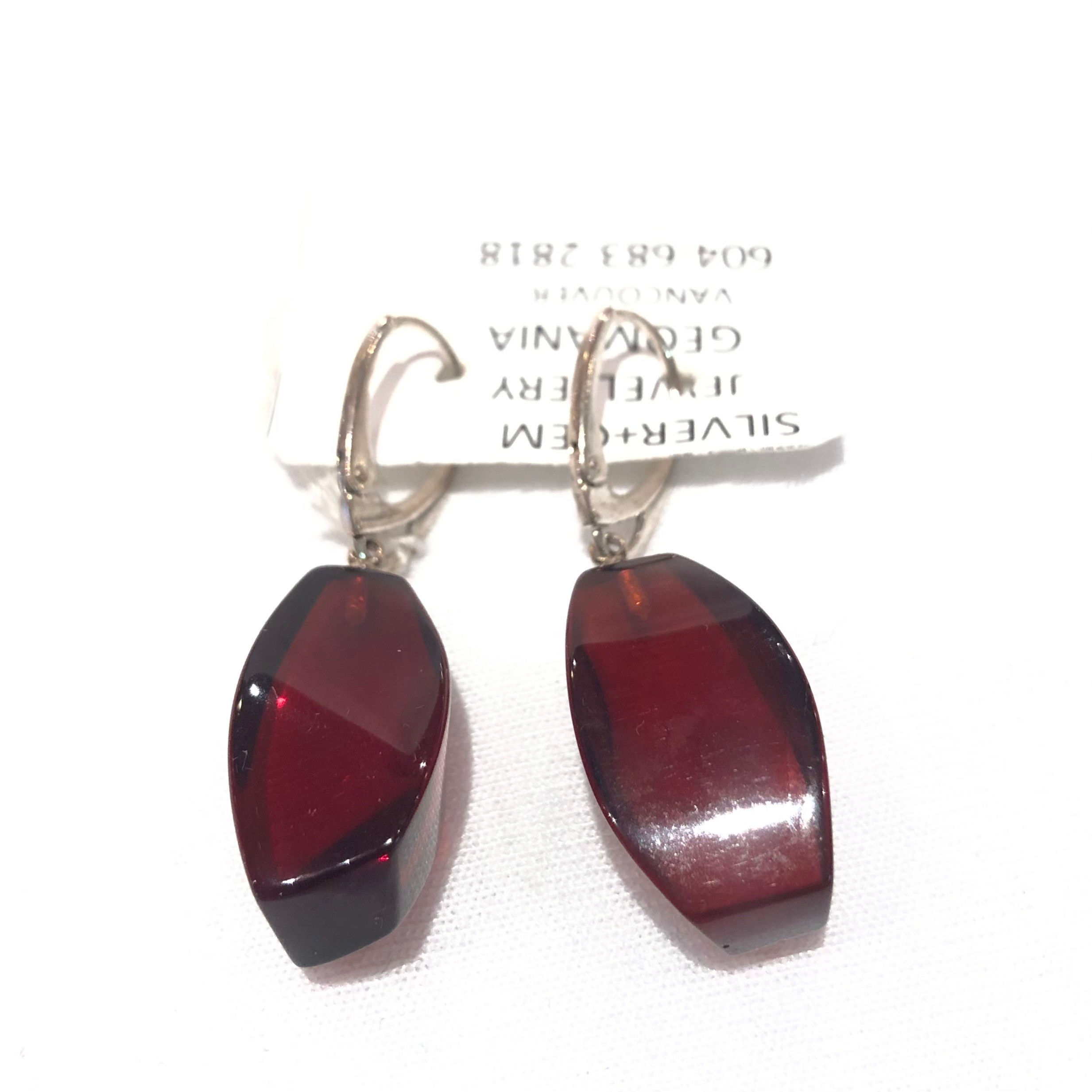 Amber earrings with silver